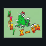 Postal Navidades Santa Frog Merry Christmas Cust.Postcard<br><div class="desc">Este gracioso Navidad Personalizado de Santa FROG le desea una Feliz Navidad! Puede elegir su propio color de fondo,  si lo desea.</div>