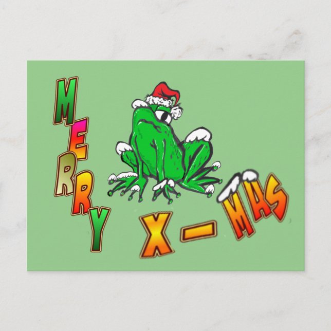 Postal Navidades Santa Frog Merry Christmas Cust.Postcard (Anverso)