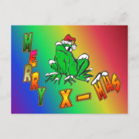 Navidades Santa Frog Merry Christmas Postcard