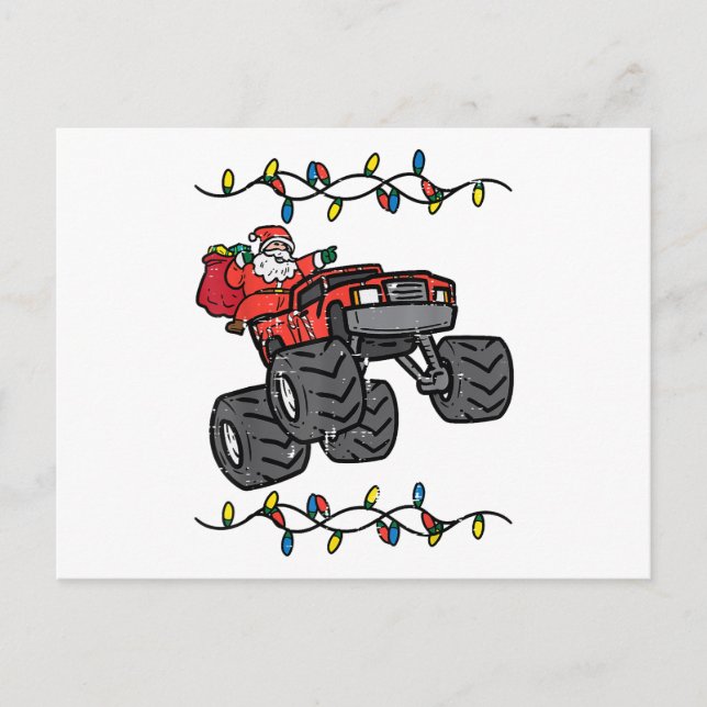 Postal Navidades Santa Monster Camión Niños Niños Toddler (Anverso)