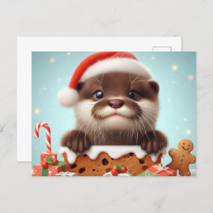 Postal Navidades Santa Otter Sweets