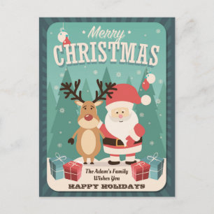 Postal Navidades ・ Santa ・ Rudolph ・ Vintage ・ Vacaciones
