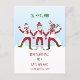 Postal Navidades Santa y amigos en la mano clásicos