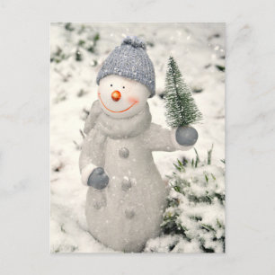 Postal Navidades se divierten con Snowman sonriente