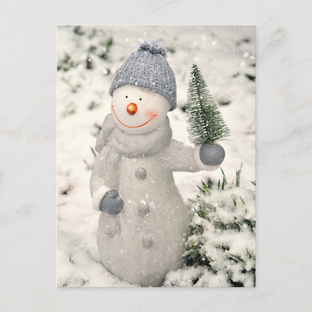 Postal Navidades se divierten con Snowman sonriente (Anverso)