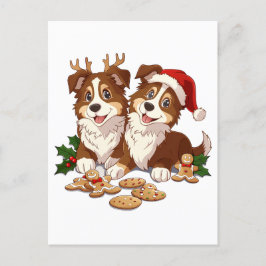 Postal Navidades Shetland Sheepdogs