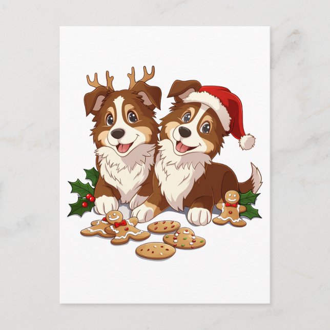 Postal Navidades Shetland Sheepdogs (Anverso)