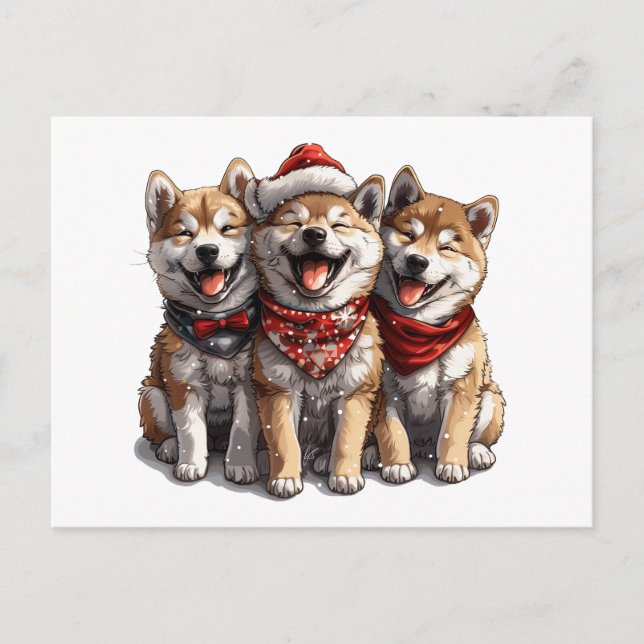 Postal Navidades Shiba Inu Santa Dogs (Anverso)