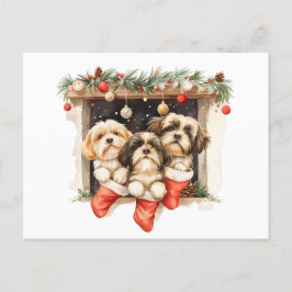 Postal Navidades Shih Tzu Dogs