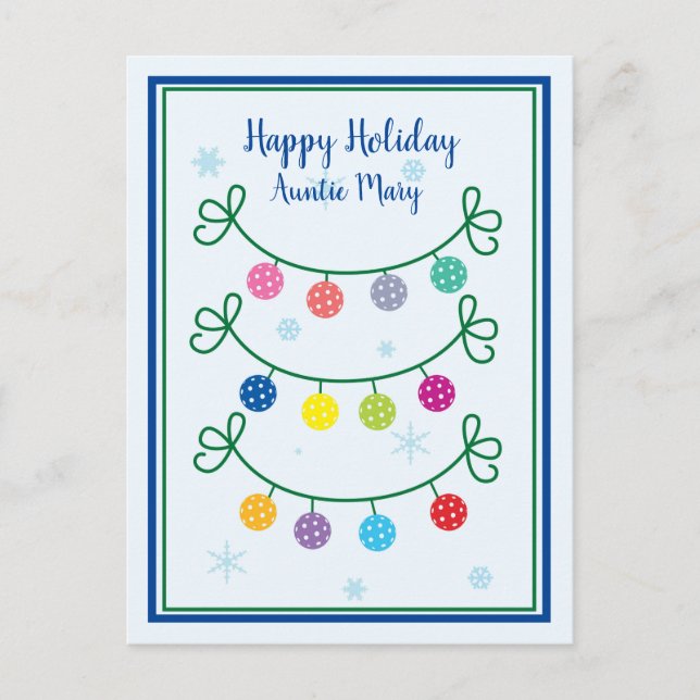 Postal Navidades simples texto personalizado de pelota (Anverso)