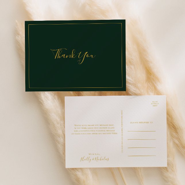 Postal Navidades simples y elegantes | Boda Verde Gracias (Subido por el creador)
