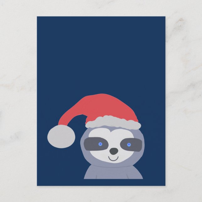 Postal Navidades Sloth con Santa Hat (Anverso)