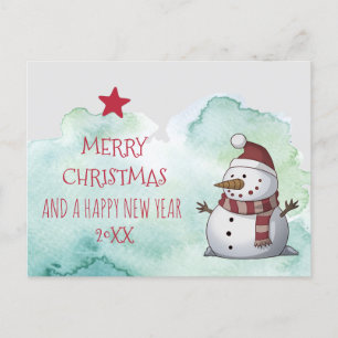 POSTAL NAVIDADES SNOWMAN WISHING POST CARD