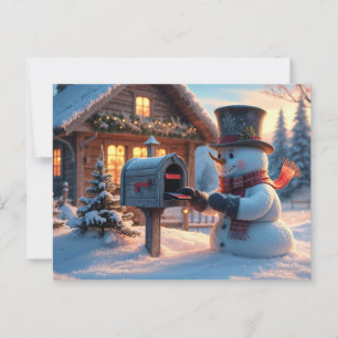 Postal Navidades Snowman y el buzón de correo