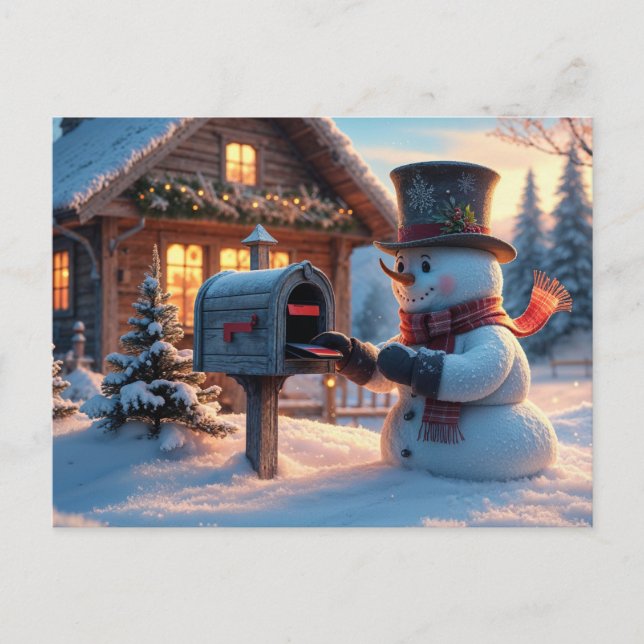 Postal Navidades Snowman y el buzón de correo (Anverso)