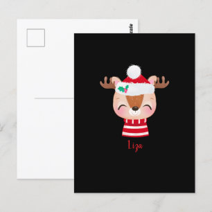Postal Navidades sonriendo cara de reno