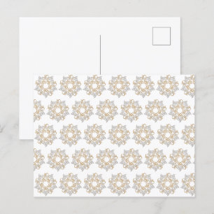 Postal Navidades Star Pattern Gold Silver Caligrafía Arte