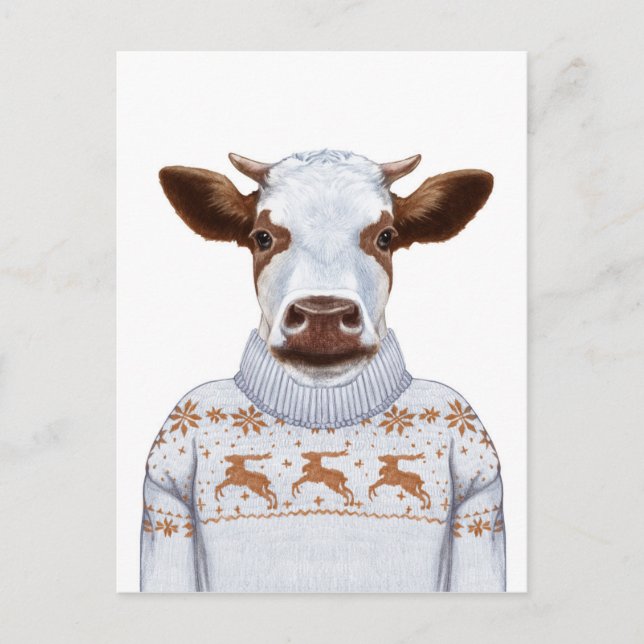 Postal Navidades Sweater Cow (Anverso)