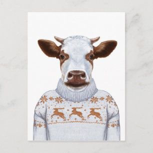 Postal Navidades Sweater Cow