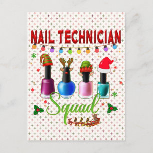Postal Navidades Técnicos de las Uñas Xmas Salon Propieta