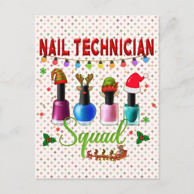 Postal Navidades Técnicos de las Uñas Xmas Salon Propieta (Anverso)