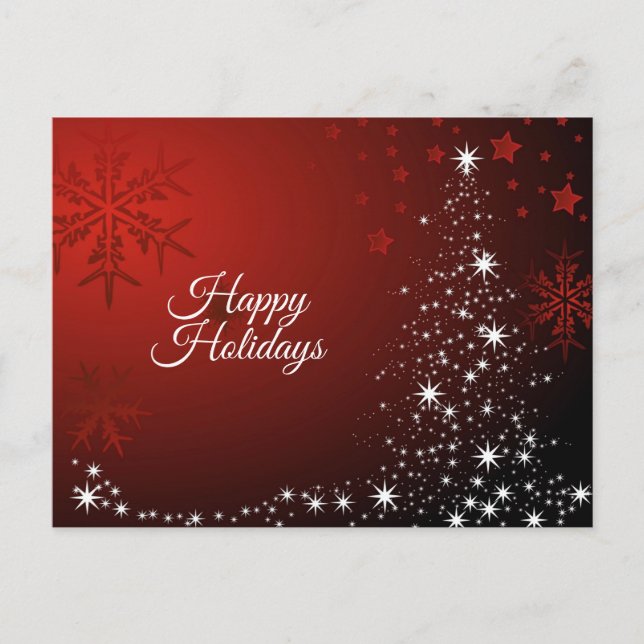 Postal Navidades Temporada de Estrellas Blancas Árbol Cop (Anverso)