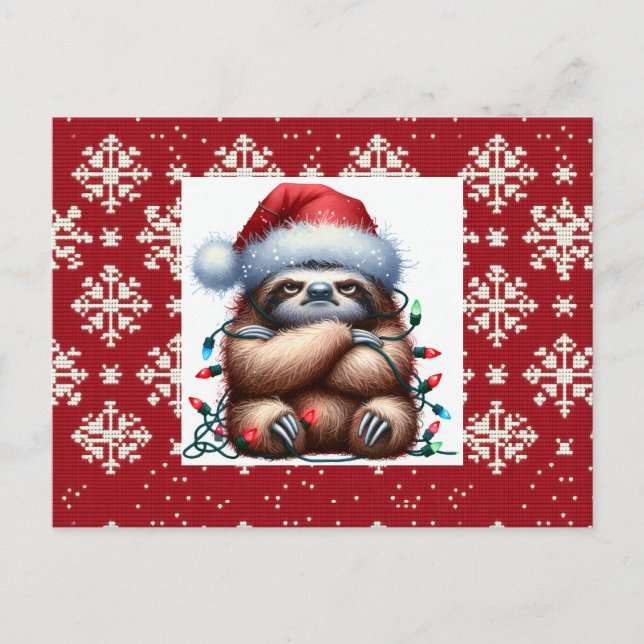 Postal Navidades traviesos iluminan Sloth (Anverso)