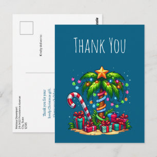 Postal Navidades tropicales Palm Tree Gracias