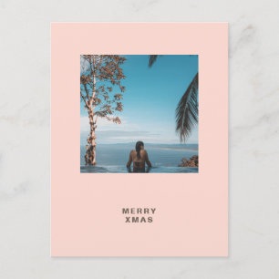 Postal Navidades tropicales saludo de texto y foto playa