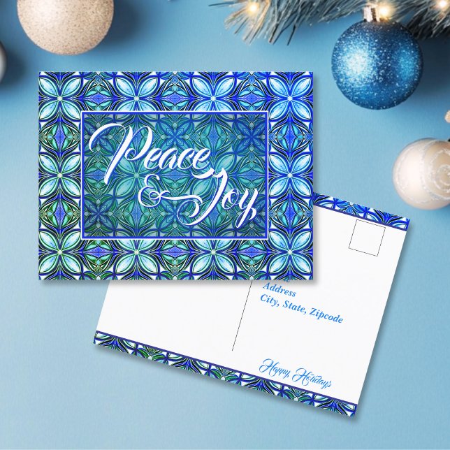 Postal Navidades turquesa de paz y alegría (Subido por el creador)