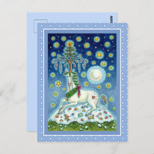 POSTAL NAVIDADES UNICORN, ÁRBOL DE CUERNO MÁGICO, CABALLO