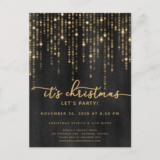 Postal Navidades Vamos Fiesta Oro Luces Navidades (Anverso)