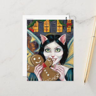 Postal Navidades Vampire Kitty Con Cocina De Pan De Gengi