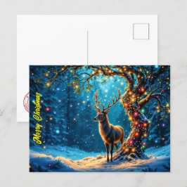 Postal Navidades venados nieve purpurina colorido resplan