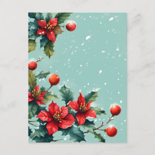 Postal Navidades vibrantes de la flor de la poinsettia ro