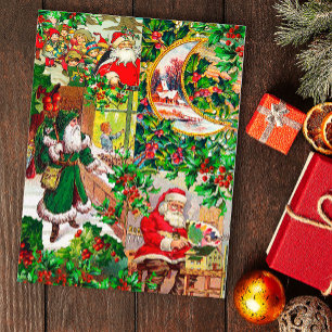 Postal Navidades victorianos de época festiva Santa Mensa