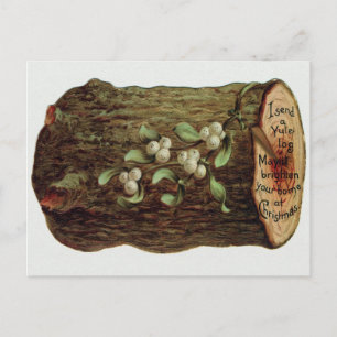 Postal Navidades victorianos del Viejo Yule Log