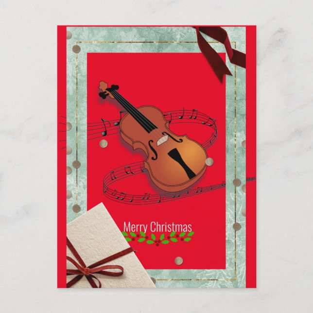 Postal Navidades Violin Music Festive (Anverso)