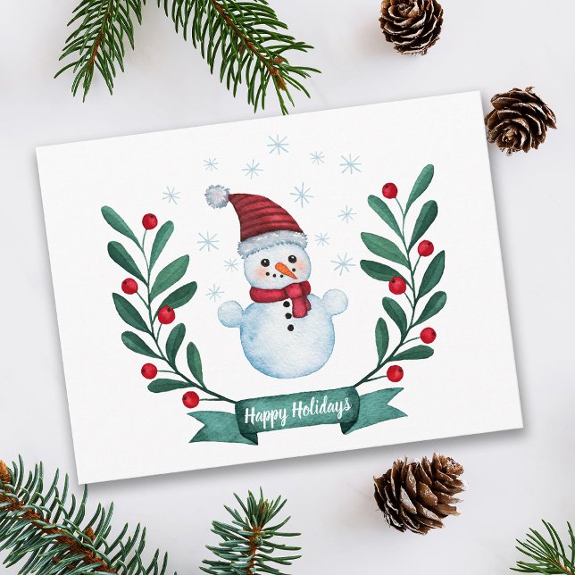 Postal Navidades Watercolor Snowman Personalizado (Subido por el creador)