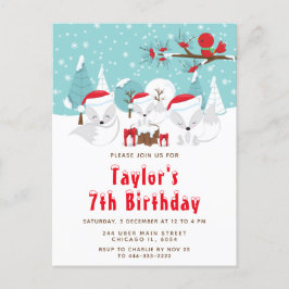 Postal Navidades Woodland Arctic Fox Birthday Party