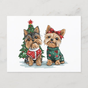 Postal Navidades Yorkie Dogs