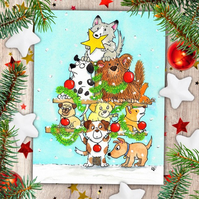 Postal navideña Dogs Merry de Nicole Janes (Subido por el creador)