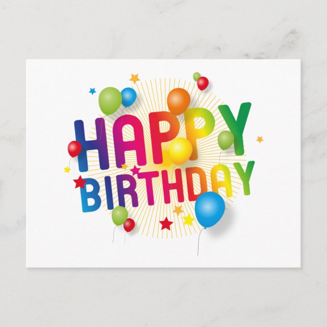 Postal navideña feliz cumpleaños con globos (Anverso)