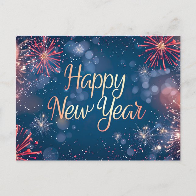 Postal navideña feliz de año nuevo (Anverso)