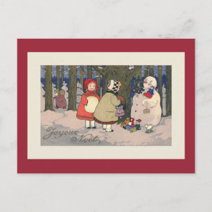 Postal navideña francesa vintage de Joyeux Noel