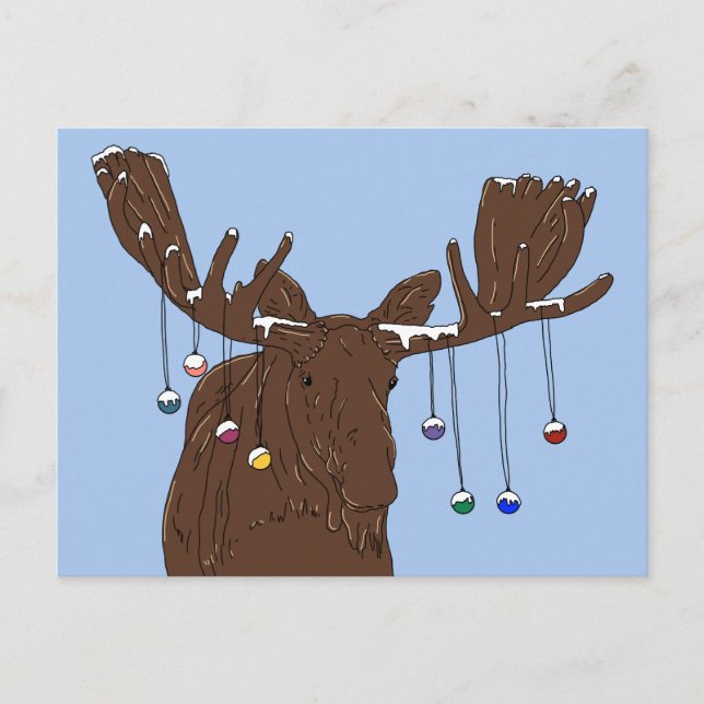 Postal navideña Moose Merry (Anverso)