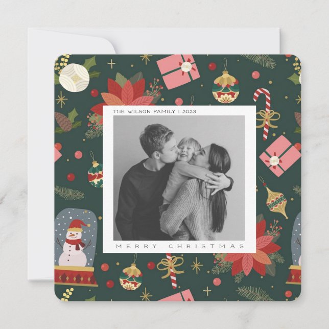 Postal navideña navidad de fotografía familiar (Anverso)