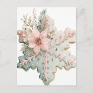 Postal Navideña Pastelada Festiva y Elegante Copo de Niev