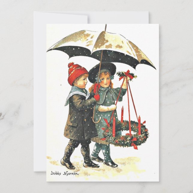 Postal navideña vintage de Jenny Nystrom (Anverso)
