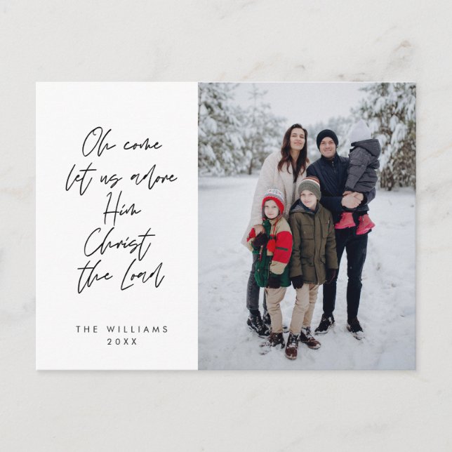 Postal Navideño Religioso, Feliz Navidad, Foto de Familia (Anverso)